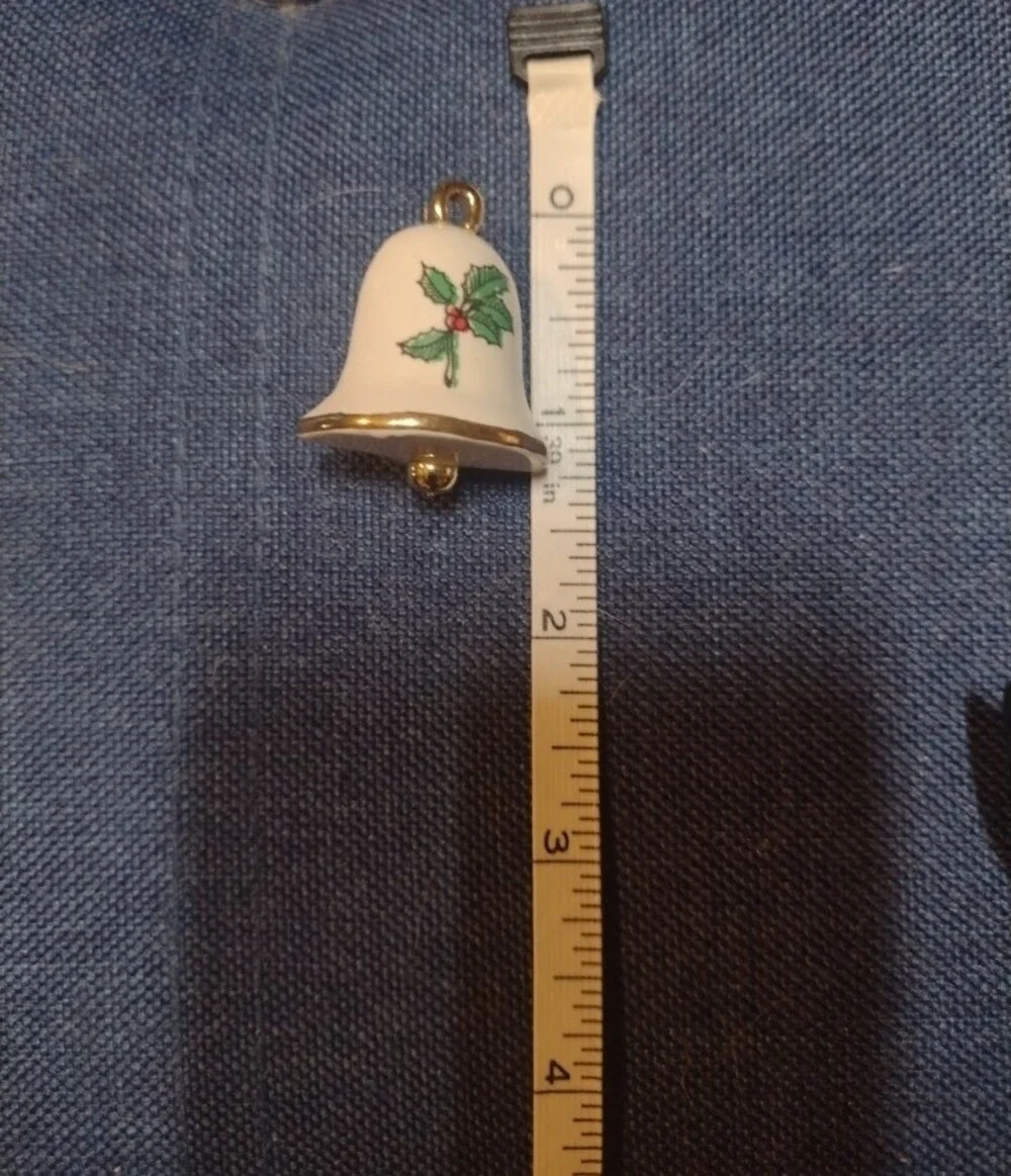 Vintage porcelain holiday bell brooch/pin